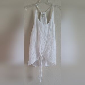 Umgee White Tie-Front Crinkle Tank